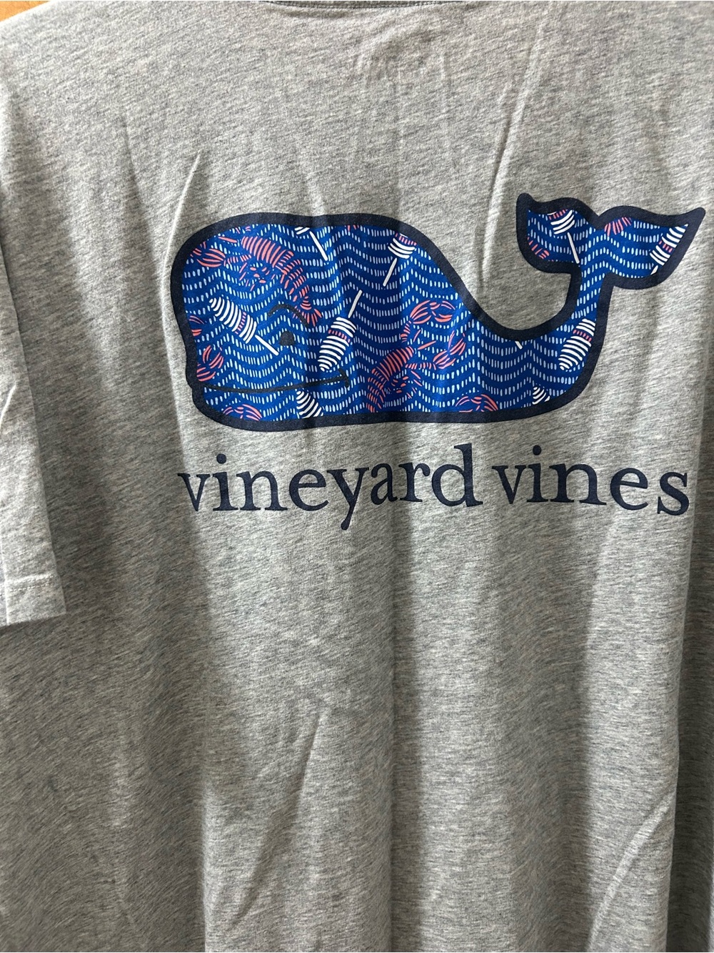 Vineyard Vines Gray Short Sleeve Pocket Tee with Blue Whale Logo - Picture 4 of 5